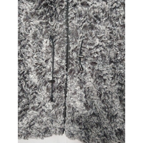 Womens Reversible Faux Fur/Puffer Vest Full Zip Gray Quilted Sz XL Sherpa - Picture 9 of 16